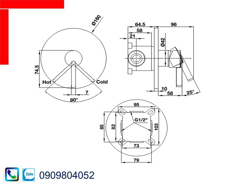 Vòi Lavabo Hafele 495.61.146 bộ trộn âm 1 đường nước Roots