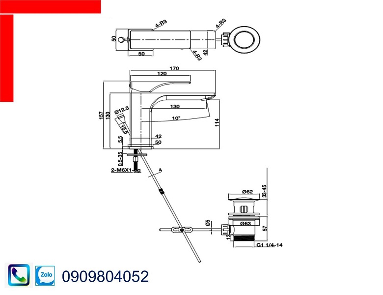 Vòi Lavabo Hafele 589.79.000 vòi trộn Regal chiều cao 110mm có bộ xả kéo