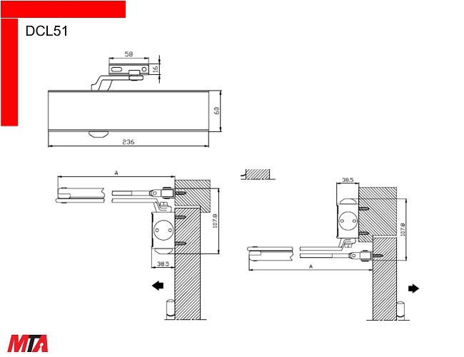 Tay đẩy hơi Hafele DCL51 MSP 931.84.669 cửa rộng 1250mm năng 100 kg giữ cửa