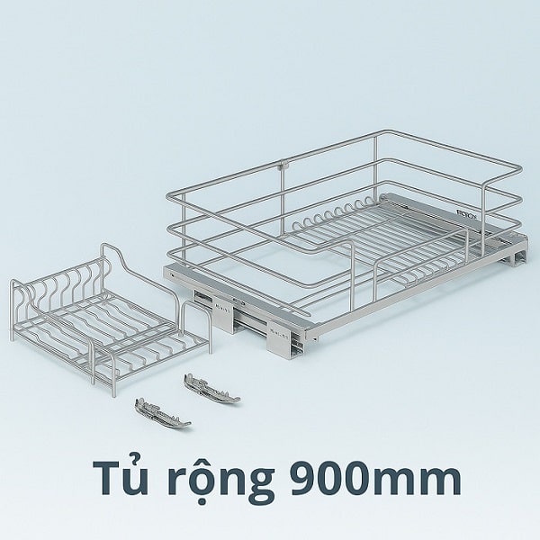 Kệ chén inox 304 Hafele Kosmo-P MSP 549.04.047 dòng Kason flex nan oval tủ rộng 900mm