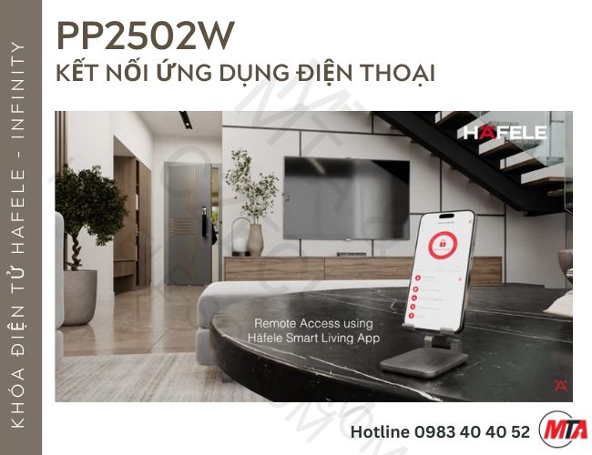 Khóa điện tử Hafele Infinity PP2502W MSP 499.21.223 – Mở khóa bằng lòng bàn tay và nhận diện khuôn mặt
