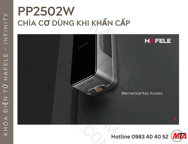 Khóa điện tử Hafele Infinity PP2502W MSP 499.21.223 – Mở khóa bằng lòng bàn tay và nhận diện khuôn mặt