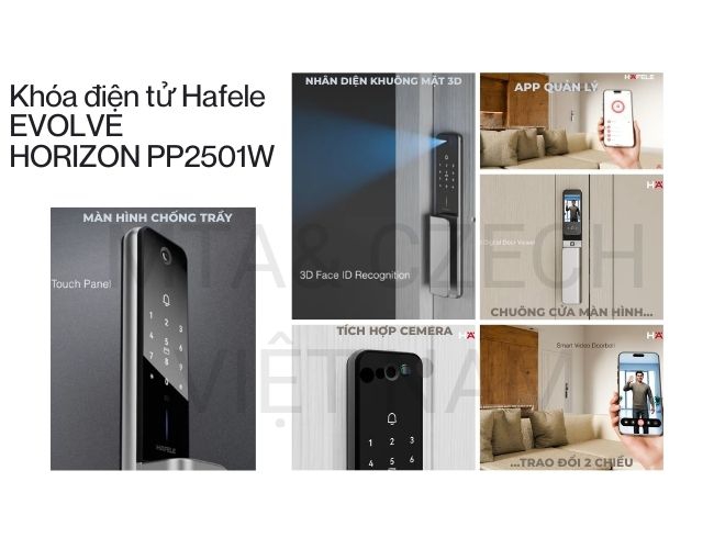Khóa cửa điện tử Hafele Horizon PP2501W 499.21.224 | Camera màn hình quan sát 4 inch