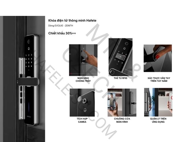 Khóa điện tử Hafele ZENITH ML2501W 499.21.225 - Tích hợp camera kiêm chuông cửa có hình