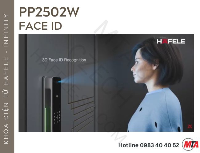 Khóa điện tử Hafele Infinity PP2502W MSP 499.21.223 – Mở khóa bằng lòng bàn tay và nhận diện khuôn mặt