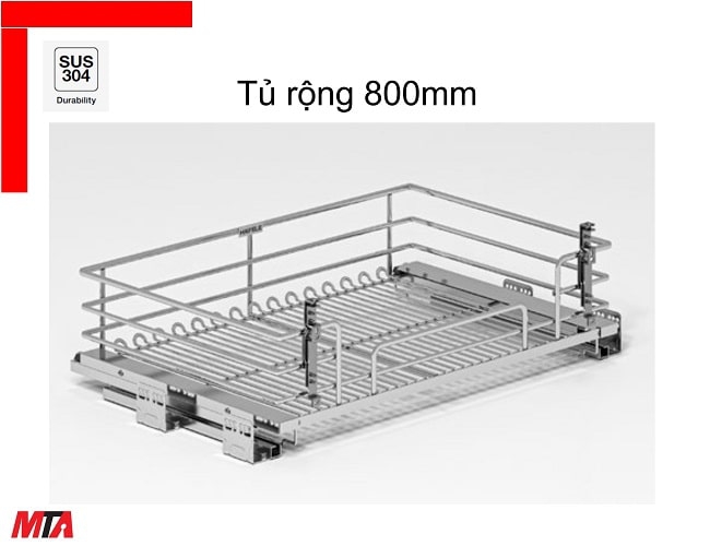 Rổ kéo dựng xoong nồi hafele kosmo 549.04.056 mạ inox304 nan tròn dành cho tủ rộng 800mm