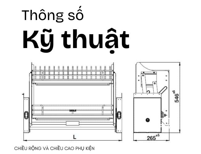 Giá bát nâng hạ Hafele 504.71.073 Inox 304 – dòng Kosmo-P Oria, Nan oval cho tủ treo 600mm