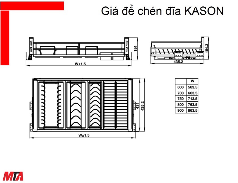 Giá để bát đĩa Kosmo Hafele MSP 549.08.885 KASON FLEX tủ rộng 700mm