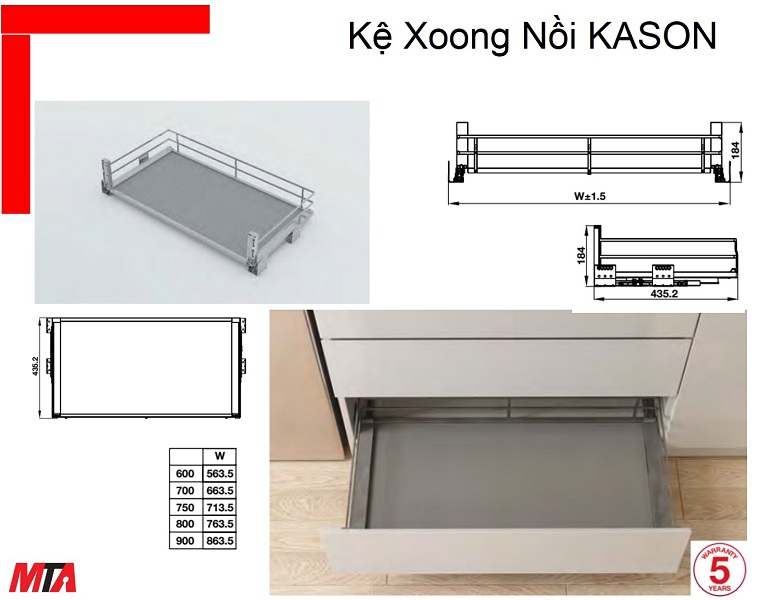 Kệ để xoong nồi Kosmo Hafele MSP 549.08.864 KASON tủ rộng 600mm