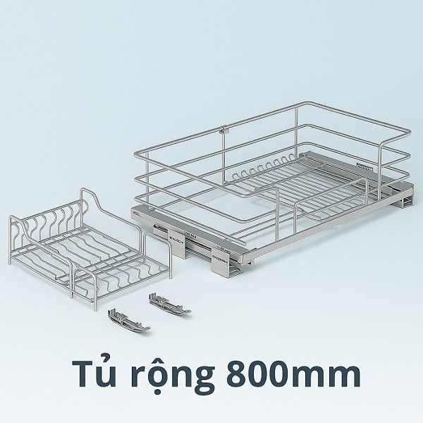 Kệ úp chén Hafele Kosmo Inox 304 MSP 549.04.046 dòng Kason flex nan oval tủ rộng 800mm