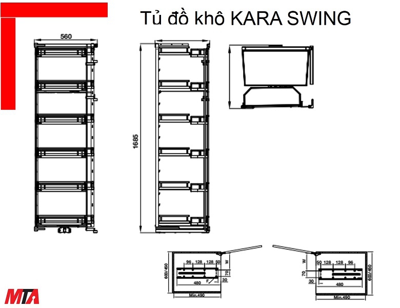Tủ đồ khô Hafele Kosmo MSP 548.65.862 Kara Swing tủ rộng 600mm