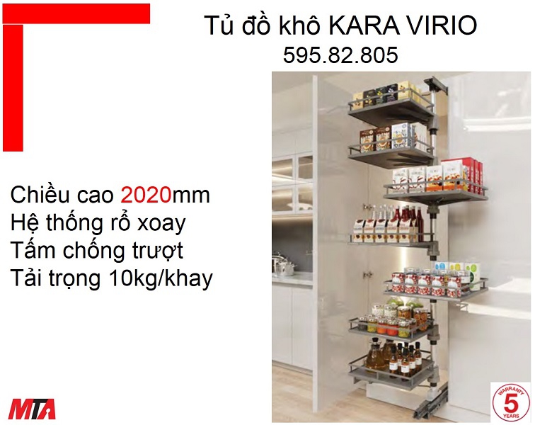 Tủ đồ khô Hafele Kosmo MSP 595.82.805 Kara Vario tủ cao 2020mm