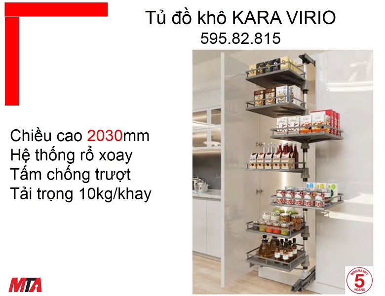 Tủ đồ khô Kosmo Hafele MSP 595.82.815 dòng Kara Vario tủ cao 2030mm