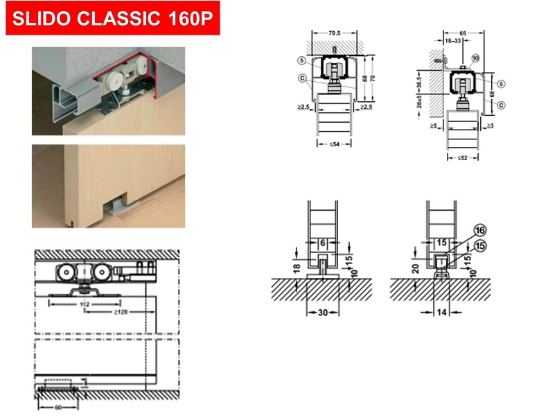 Phụ kiện cửa lùa treo Hafele 160P(Kg) 940.82.256