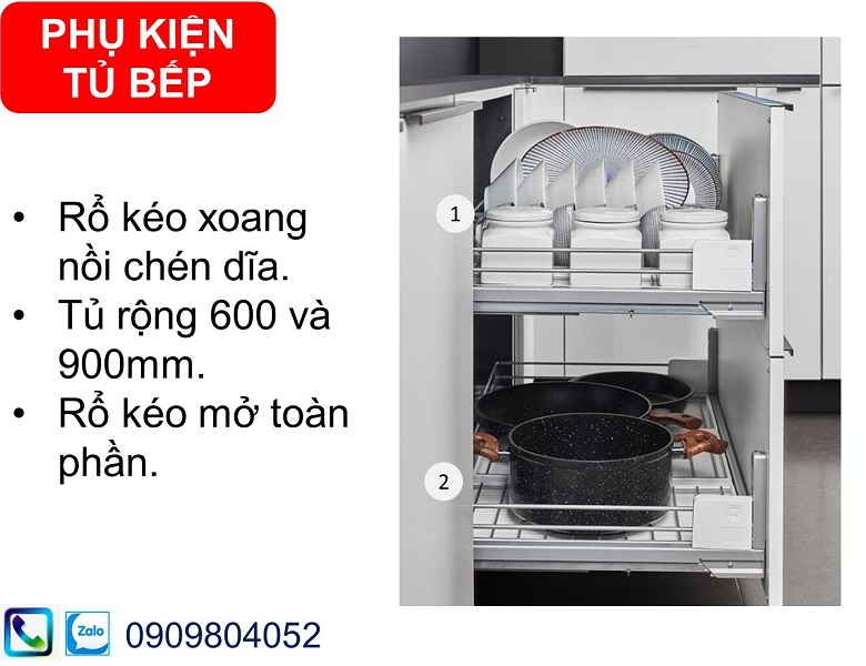 Phụ kiện tủ bếp Hafele MSP 545.14.959 rổ kéo úp xoong nồi tủ rộng 900mm